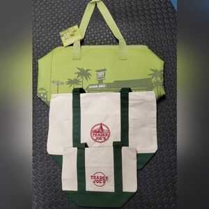 Trader Joe's Large Reusable Insulated Bag, Large Tote, Mini Tote In Green NWT
